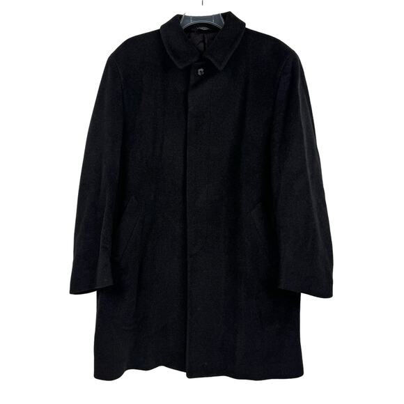 VTG JOS. A. BANK | Black Wool Long Classic Pea Coat | Men's 44R - Picture 1 of 12